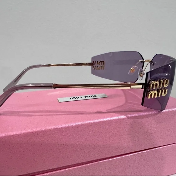 Miu Miu Woman’s Sunglasses MU 54YS Gold Light Purple Brown 5AK0/6I - Picture 3 of 11